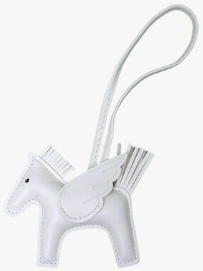 White Pegasus Horse Faux Leather Bag Charm Keychain